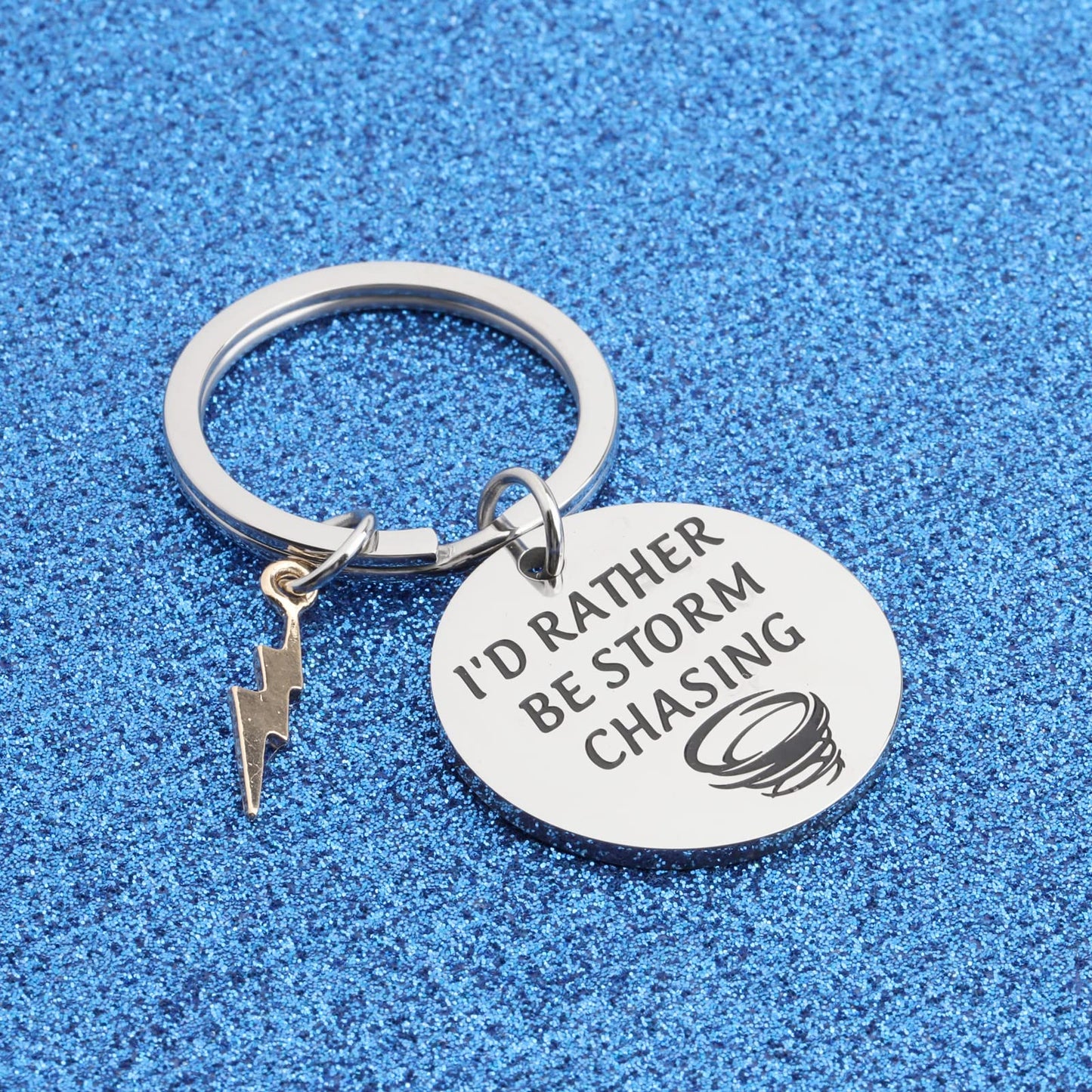 WUSUANED Funny Stormchaser Keychain I'd Rather Be Storm Chasing Jewelry Tornado Hunter Gifts For Meteorologist Forecaster