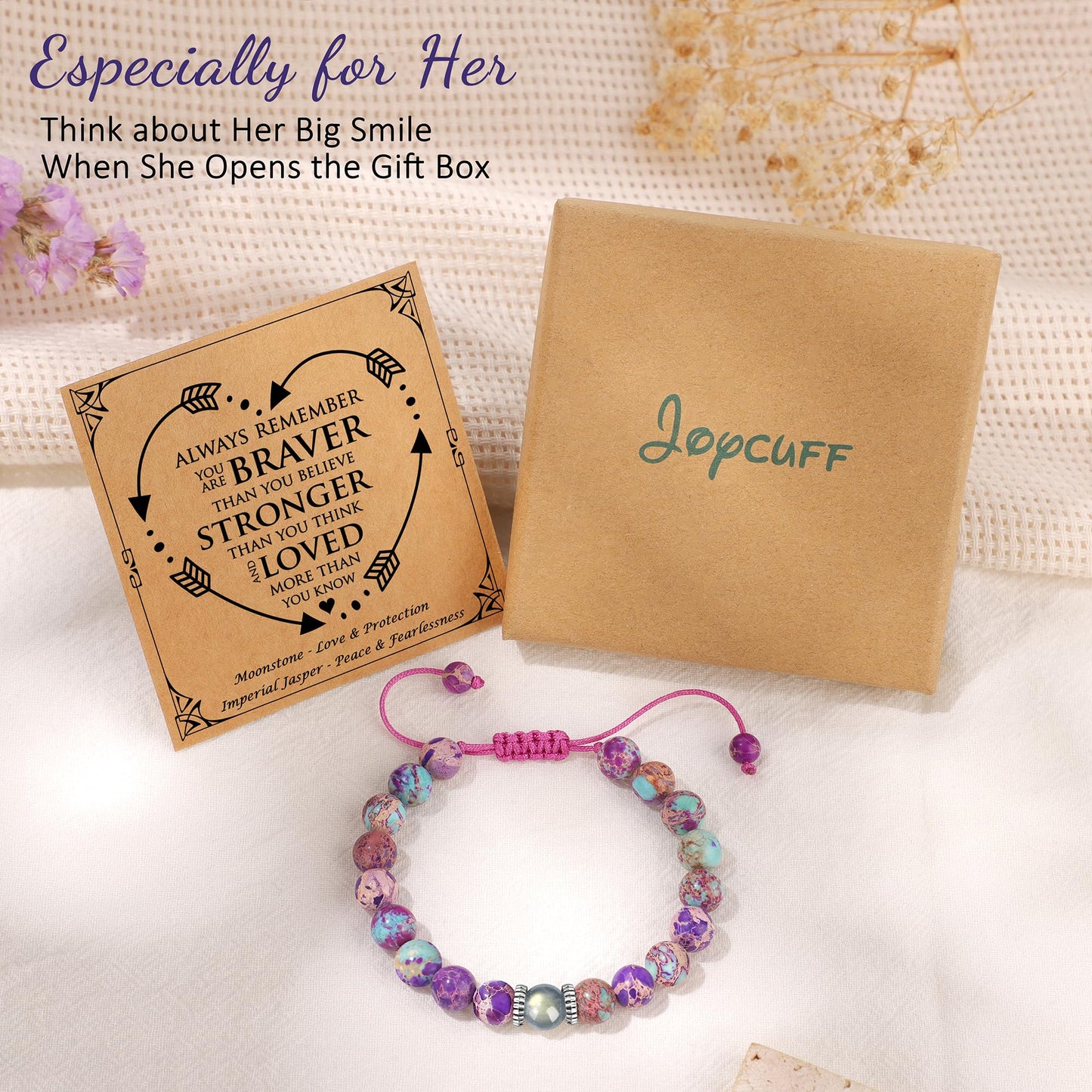 JoycuFF 𝗚𝗶𝗳𝘁𝘀 𝗳𝗼𝗿 𝗪𝗼𝗺𝗲𝗻 𝗠𝗼𝗼𝗻𝘀𝘁𝗼𝗻𝗲 𝗕𝗿𝗮𝗰𝗲𝗹𝗲𝘁 Colorful Imperial Jasper Natural Stone Bracelets Easter Christmas Birthday Gifts for Her Daughter Granddaughter Sister Niece