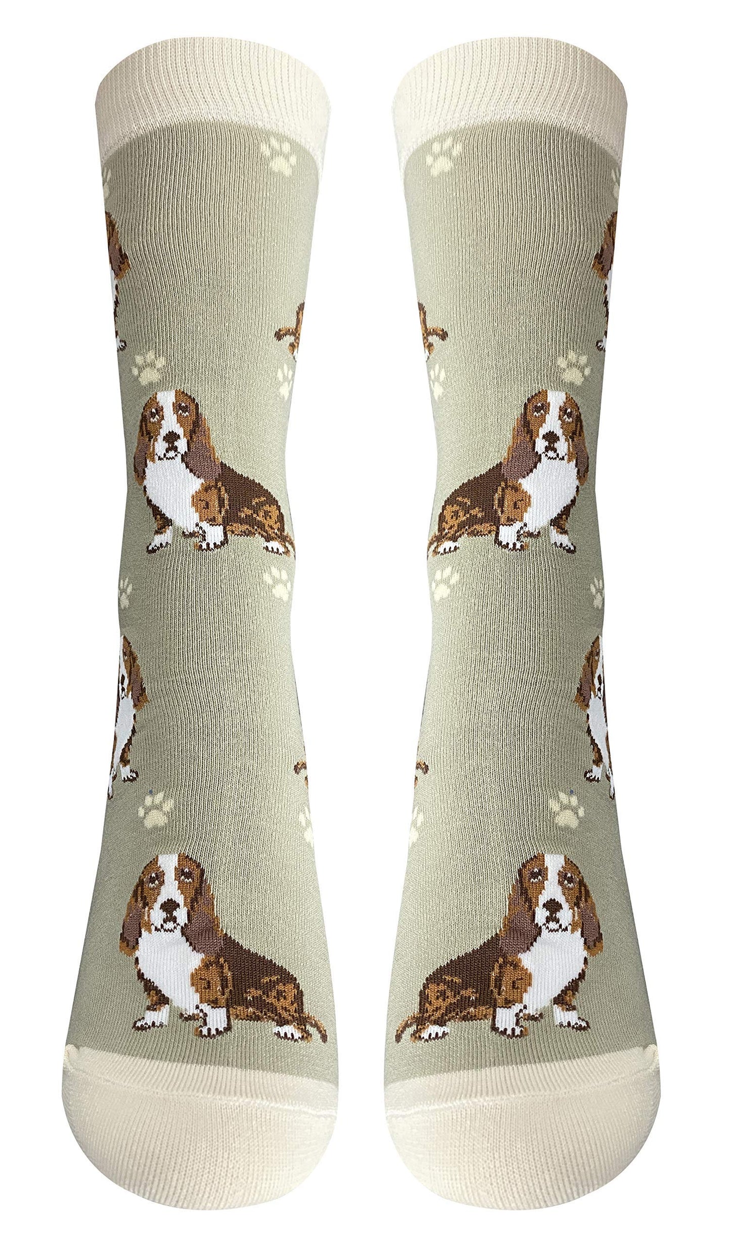 Basset Hound Dog Socks: Full Body, Khaki, One Size Fits All by E&S Pets