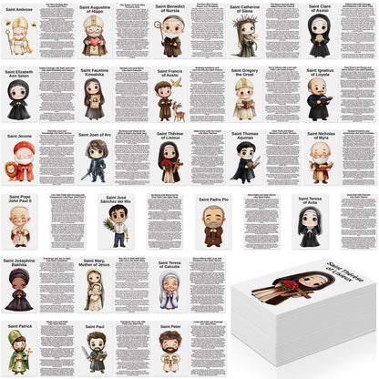 Motiskyy 120 Pcs Catholic Gift Catholic Prayer Card with Saint Stories Cute Holy Prayer Card Bookmark Bulk for Teacher Student Sunday School Classroom Bible Study Religious Education Activity