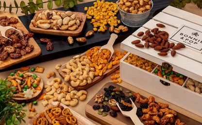 Christmas Nut Gift Basket | Healthy Holiday Gift of Assorted Nuts in Reusable Wood Crate | Large Variety Tray with Unique Flavors | Parties, Holidays, Birthday, Sympathy, Office, Thank You, Him, Her | Bonnie & Pop