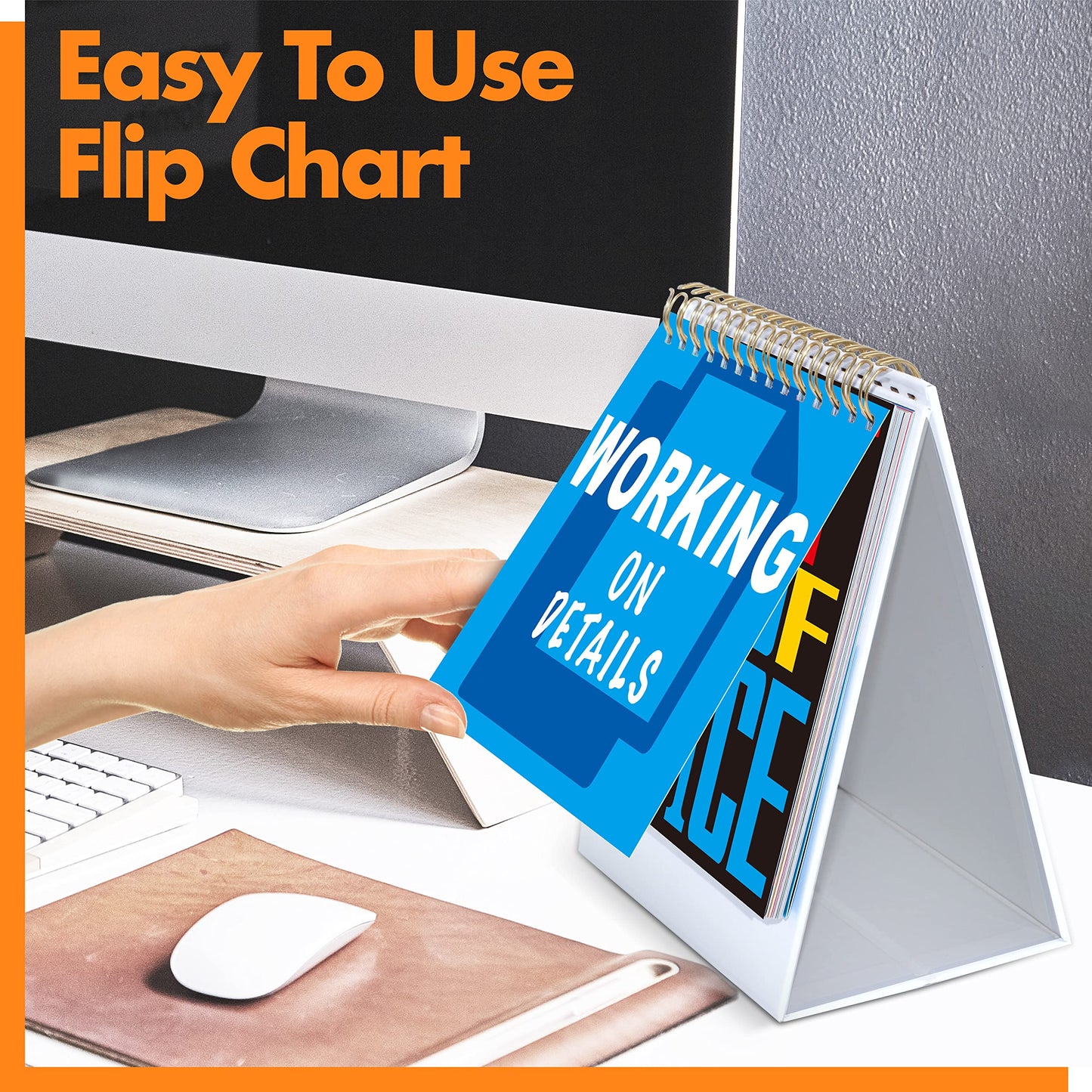 Gethelud 40 Pages Funny Desk Sign, Desktop Flip Book 34 Different Fun and Flip-Over Messages Plus 6 Pages Erasable Blank Cards for Office Gifts Desk Accessories