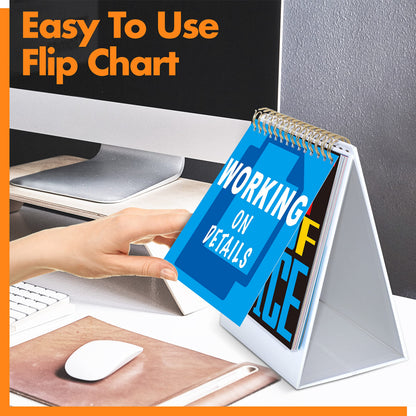 Gethelud 40 Pages Funny Desk Sign, Desktop Flip Book 34 Different Fun and Flip-Over Messages Plus 6 Pages Erasable Blank Cards for Office Gifts Desk Accessories