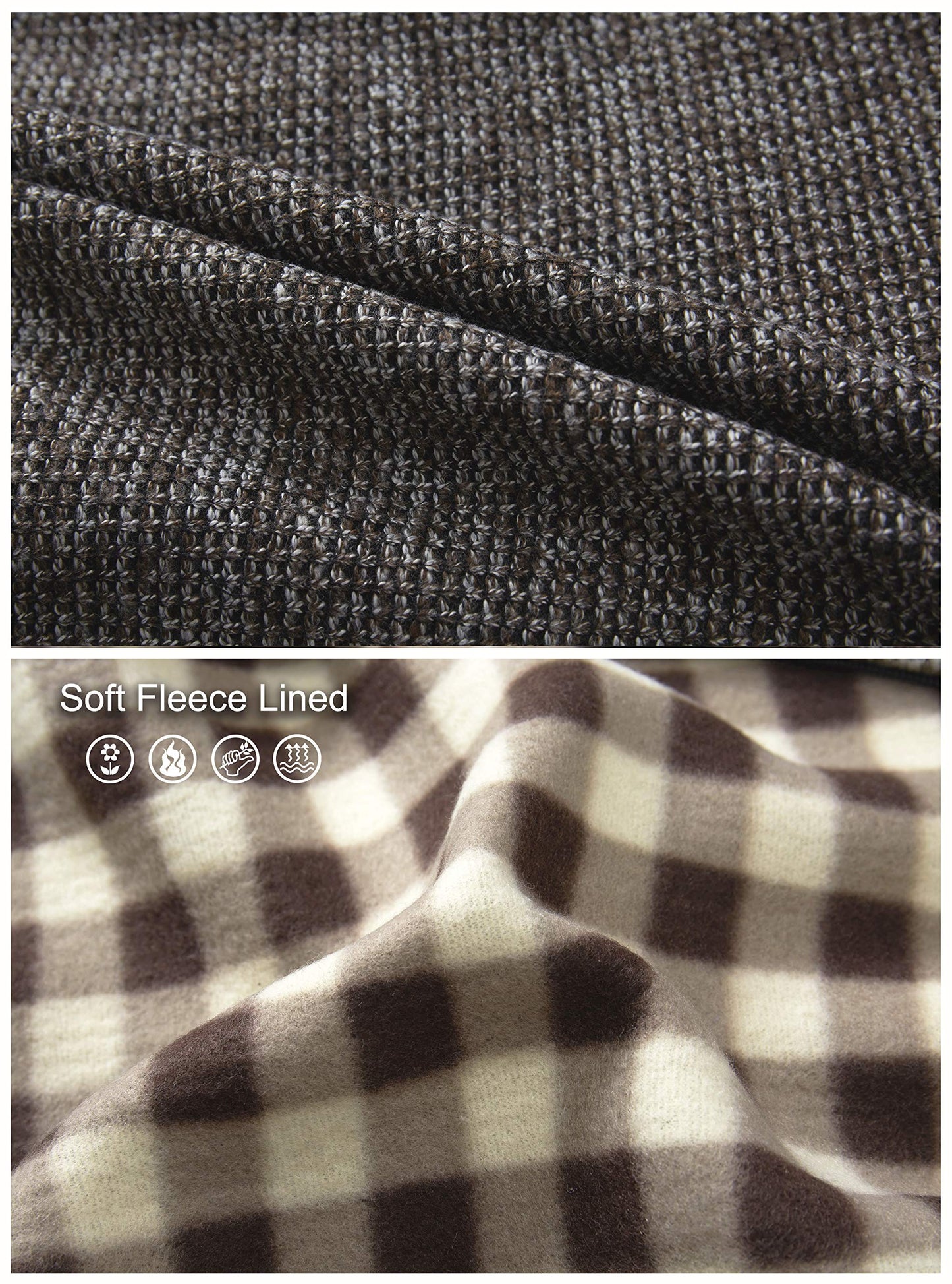 Gioberti Men's Knitted Regular Fit Full Zip Cardigan Sweater with Soft Brushed Flannel Lining