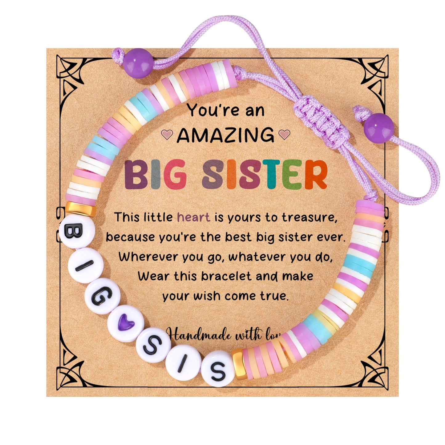 JoycuFF Big Sister and Brother Gifts for Toddler Daughter, Niece, Son, Grandson - Sis Bro Bracelets Matching Outfits for Birthday, Christmas, Announcement Jewelry
