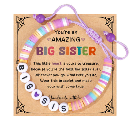 JoycuFF Big Sister and Brother Gifts for Toddler Daughter, Niece, Son, Grandson - Sis Bro Bracelets Matching Outfits for Birthday, Christmas, Announcement Jewelry