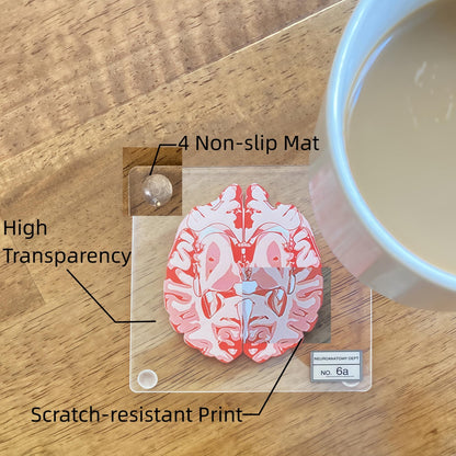 (10pieces) 3D Anatomic Brain Specimen Coasters-Acrylic Coasters-Neuroscience Gifts-Funny 3D Coasters Gifts-Medical Student Gifts- Brain Decor-Lab Coaster for Desk