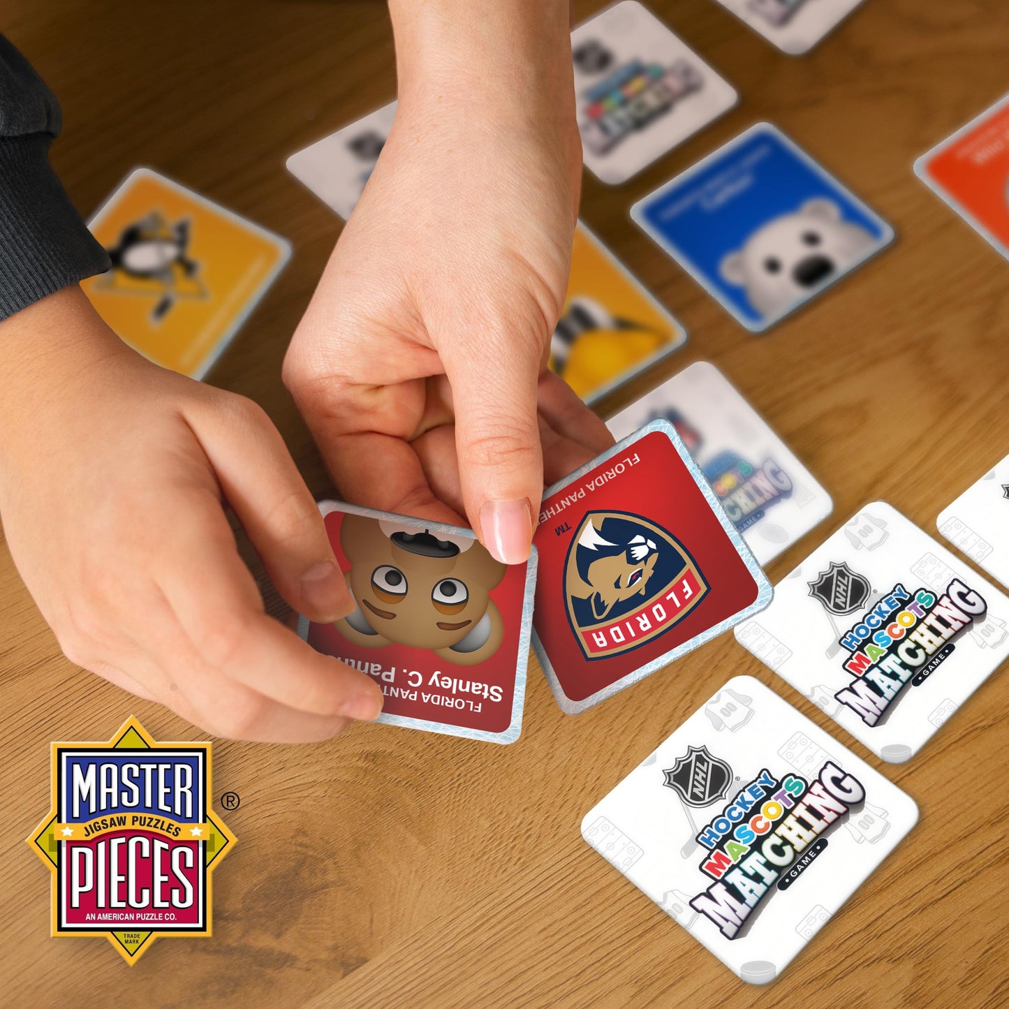 Masterpieces NHL Mascots Matching Game, Officially Licensed Memory Cards, Hockey Toys for Kids Ages 4-8, 18 Card Pairs Team Mascot Match Play, Screen Free Learning, Classroom and Travel Activity Fun