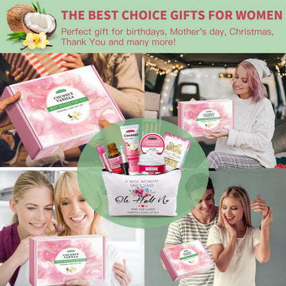 Gifts for Women,Birthday Gifts Friendship Gifts for Women,Travel Size Coconut Vanilla Spa Gifts for Her Mom Sister Friends,Unique Gift Set Ideas for Woman