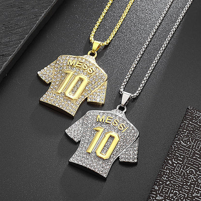 Soccer Jersey 10 Necklace, Number 10 Soccer Jersey Pendant Necklace, Titanium Steel Necklace Pendant, Football Gifts for Miami Fans