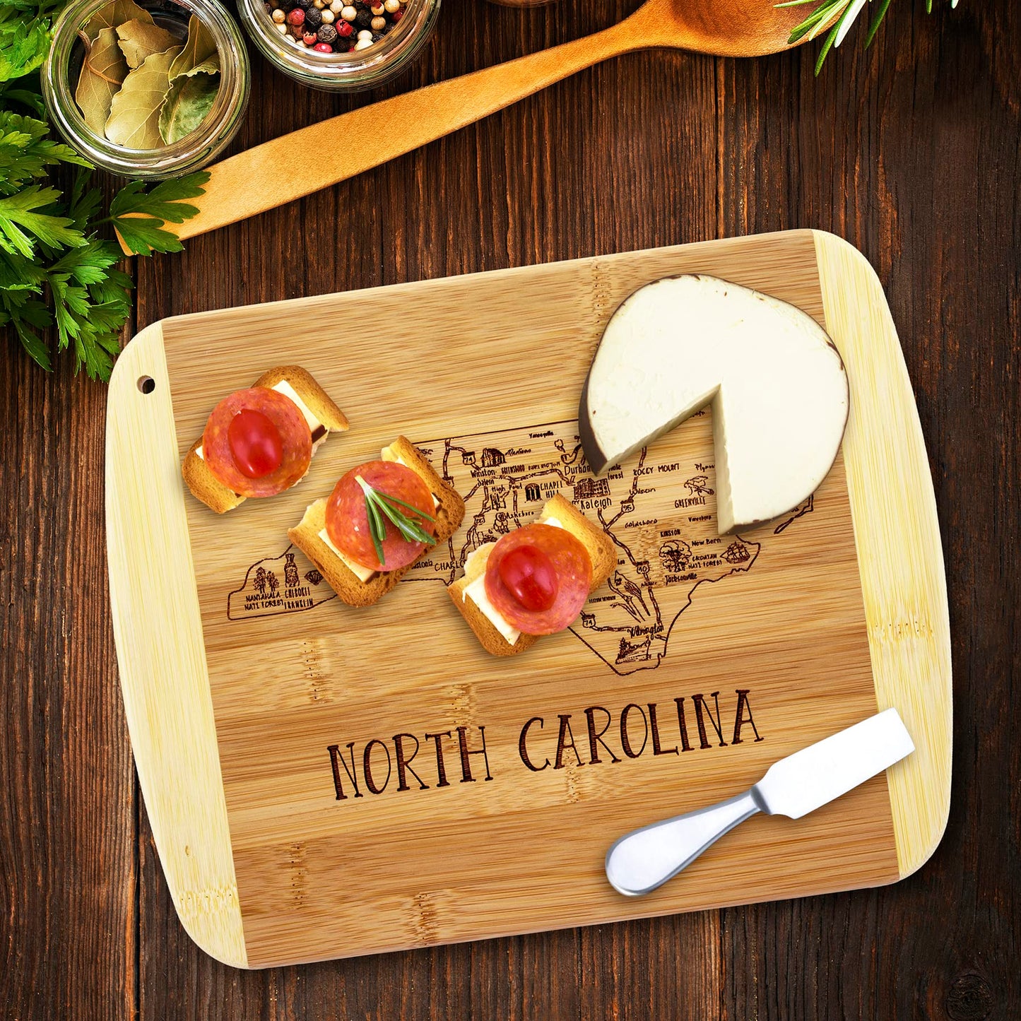 Totally Bamboo A Slice of Life North Carolina State Serving and Cutting Board, 11" x 8.75"