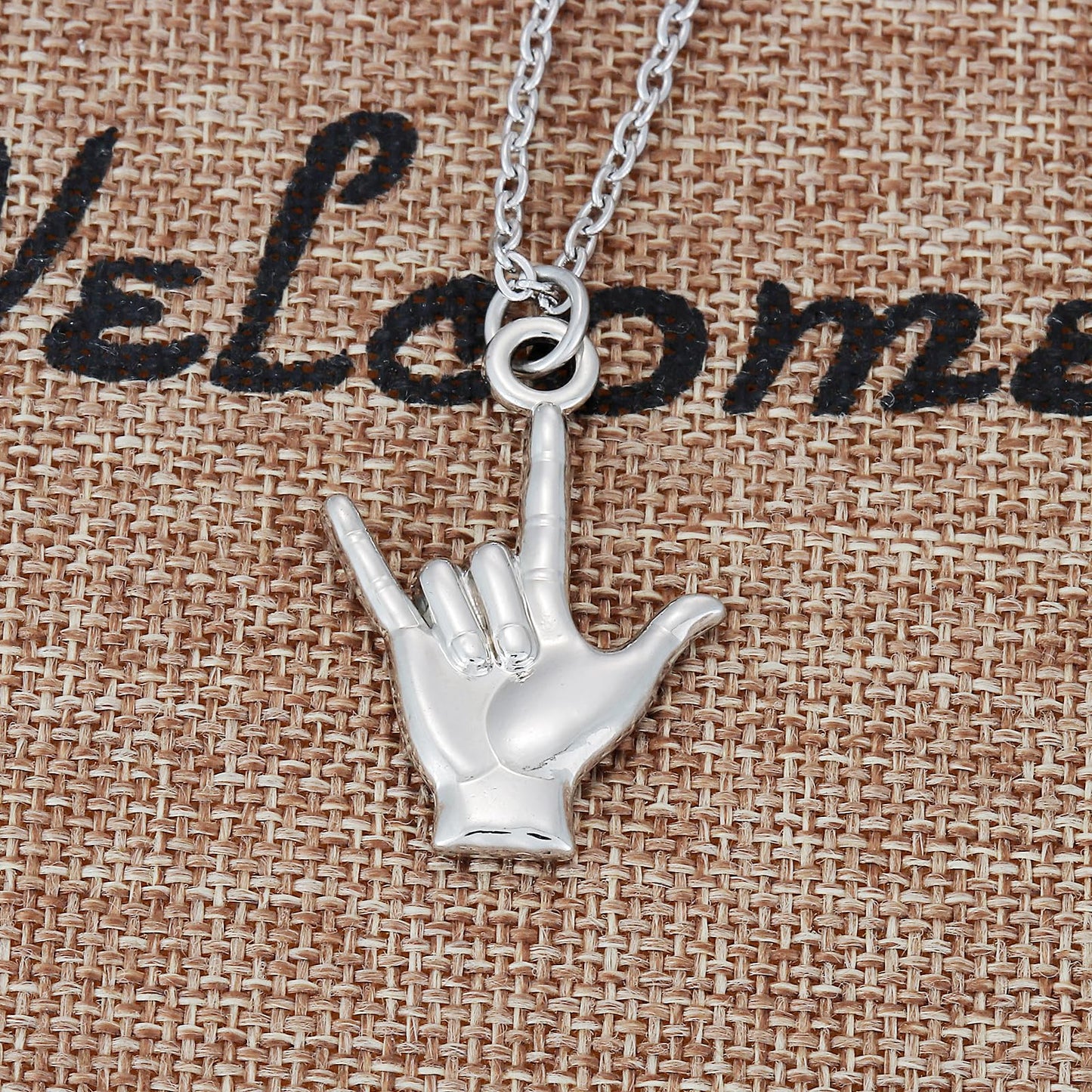 Kivosliviz Asl Necklace Gift for Women Teacher Men Adults Hand Gesture Necklaces Jewelry Deaf American Hand Sign Language Necklace