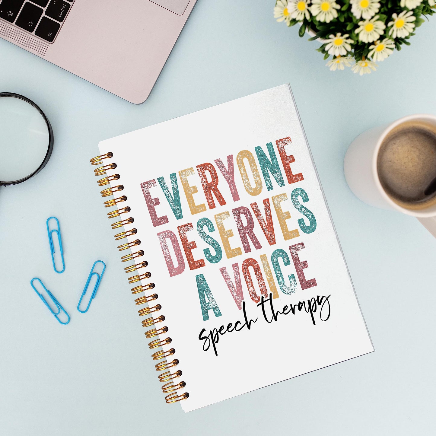 VNWEK Everyone Deserves a Voice Speech Therapy Spiral Notebook Journal 5.5 x 8.3 inches,Colorful Lined Hardcover Spiral Notebook,Speech Language Pathologist Therapy Gift SLP Gift