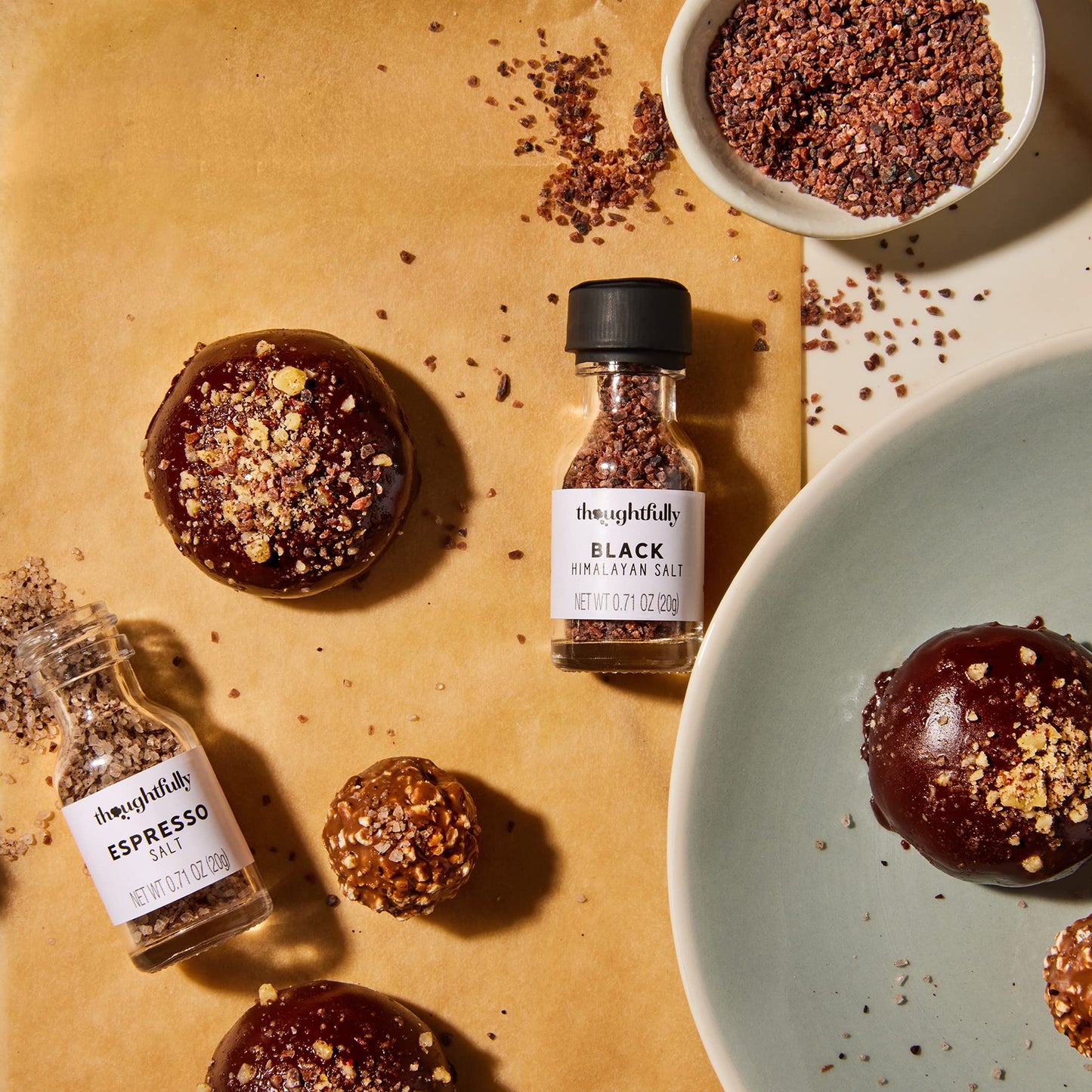 Thoughtfully Gourmet, Gourmet Cooking Salt Sampler Gift Set, Gourmet Seasoning Salts In Glass Bottles, Flavors Include Smoked, Lavender, Rosemary, Truffle, Lemon, Chipotle and More, Set of 10