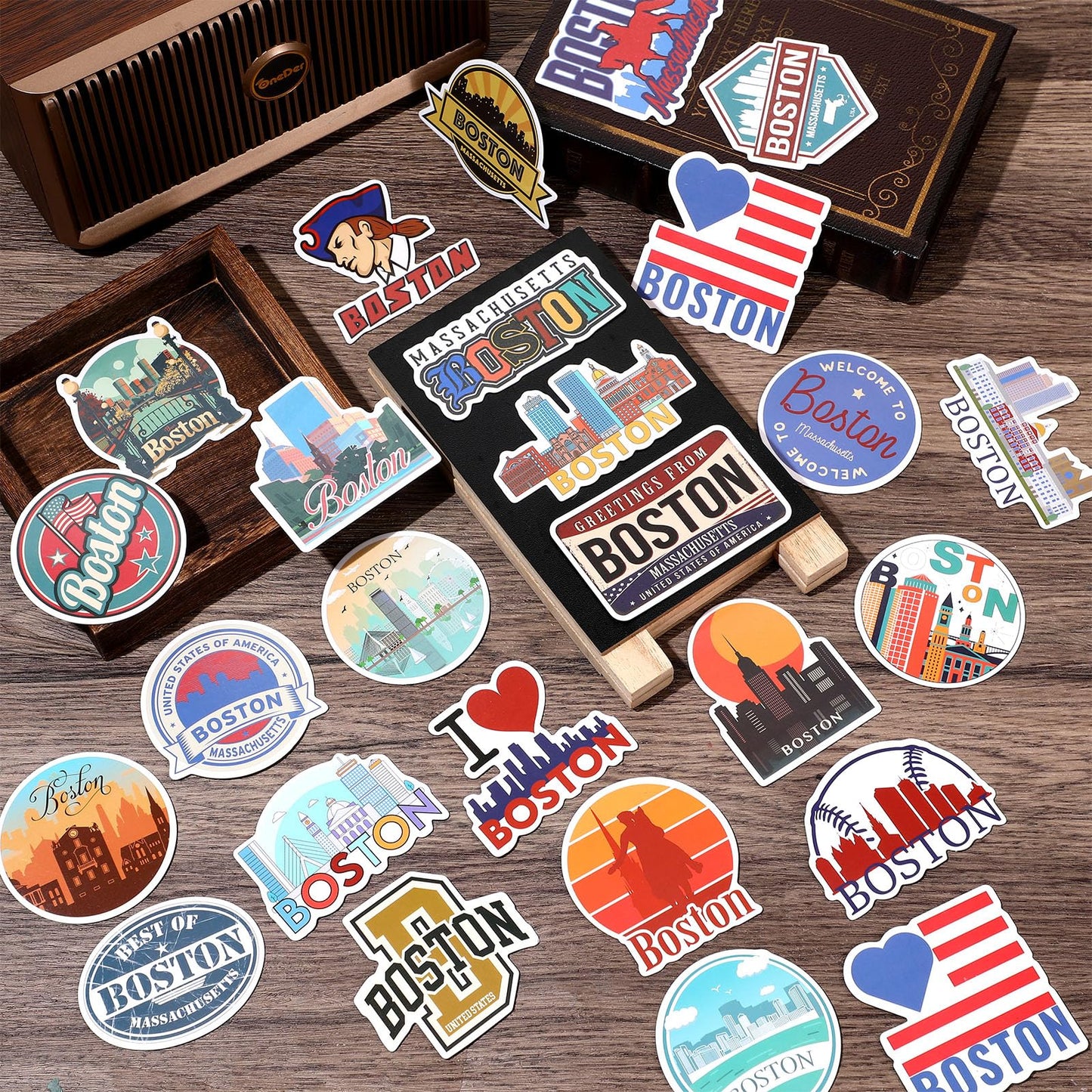 Konohan 30 Pcs Boston Souvenirs Gifts Boston Magnet for Refrigerator City Magnetic Refrigerator Stickers for Home Decoration