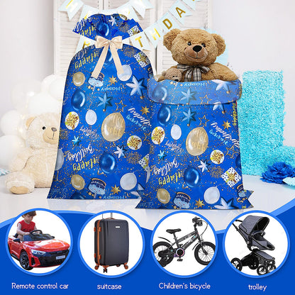Extra Large Gift Bag Jumbo Giant Gift Bags,Oversized XL Big Huge Gift Bag for Present,Blue Gift Wrap Birthday Bag Plastic Bike Wrapping Bag for Large Gifts for Boy Men Child Kids(48inch 1Pack)
