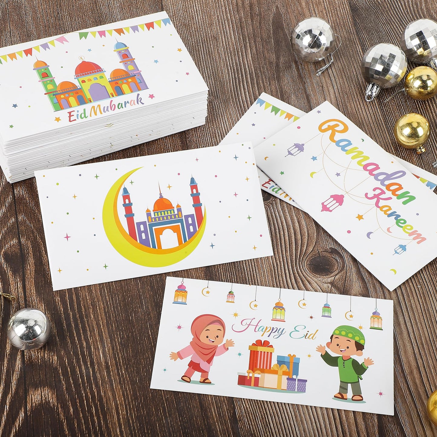 48Pcs Eid Mubarak Money Envelopes Ramadan Kareem Cash Gift Envelope Eid Gifts for Kids Ramadan Gift Party Supplies Card Holders Holiday Celebrations Decorations（4 Style, 48 PCS, 6.5x3.5 inches)