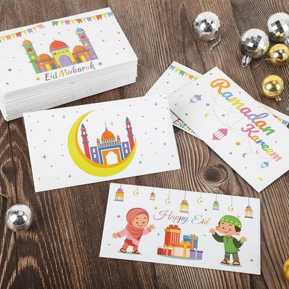 48Pcs Eid Mubarak Money Envelopes Ramadan Kareem Cash Gift Envelope Eid Gifts for Kids Ramadan Gift Party Supplies Card Holders Holiday Celebrations Decorations（4 Style, 48 PCS, 6.5x3.5 inches)