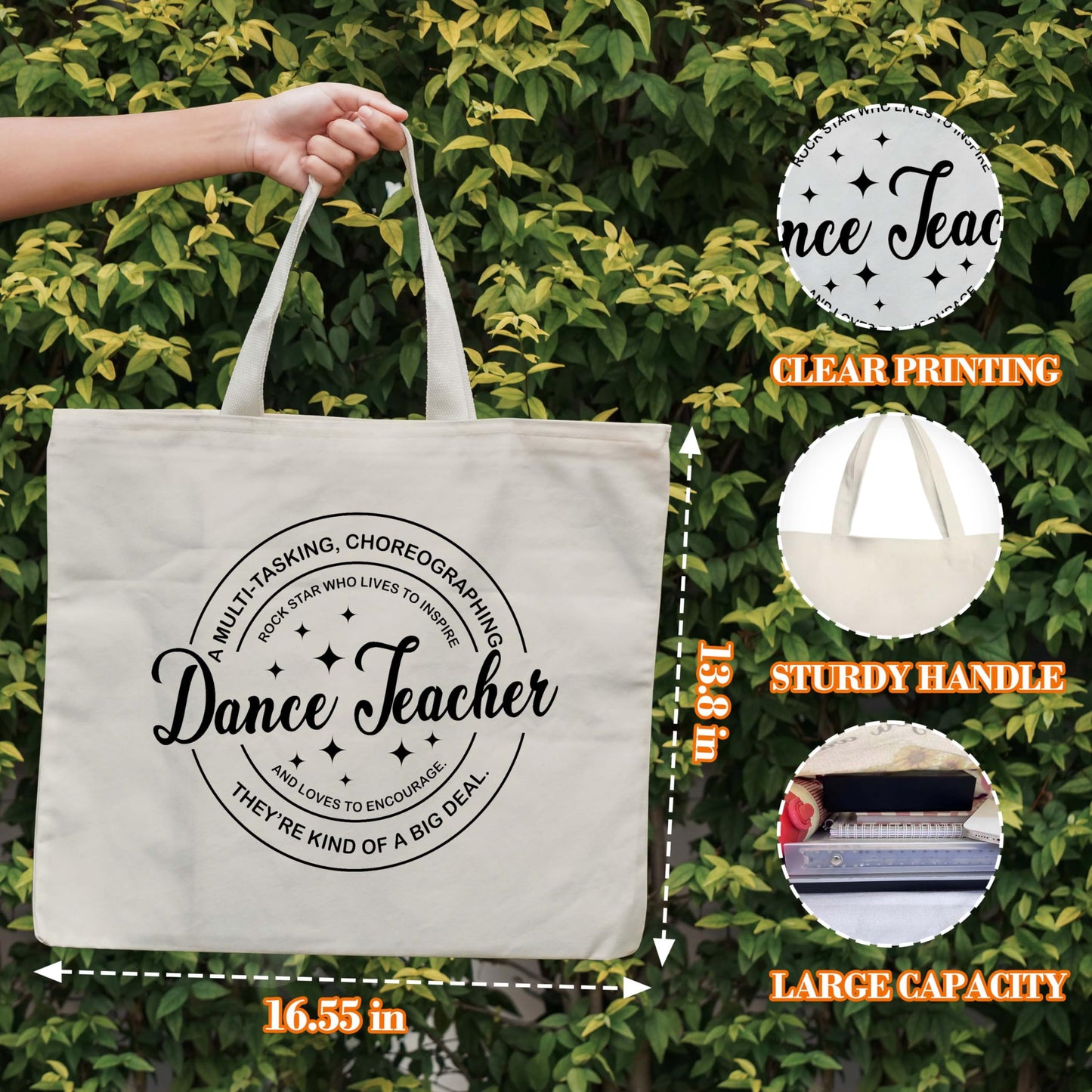 Teacher Canvas Tote Bag, Dance Teachers Definition Tote, Dance Teacher Appreciation Gift Bags, Teachers Stuff Bag, Retirement Gifts for Women, Shoulder Bags Gifts for Dance Teachers -19