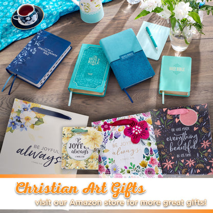 Christian Art Gifts Gift Bag/Tissue Paper Set Be Joyful Always 1 Thessalonians 5:16 Bible Verse, Yellow Floral, Extra Small