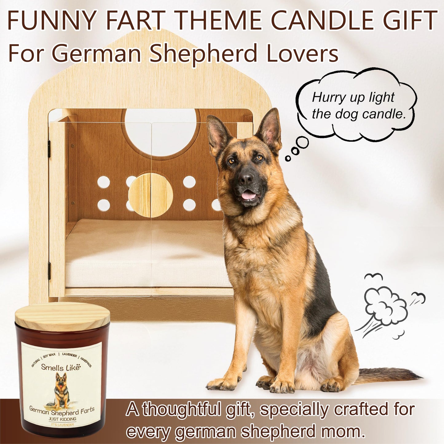 German Shepherd Gifts for Women - Dog Mom Candles Lavender Natural Dog Farts Candles Pet Friendly Safe Scented Candle Themed Gifts for Women Soy Wax Present Idea for Pet Lovers Decor