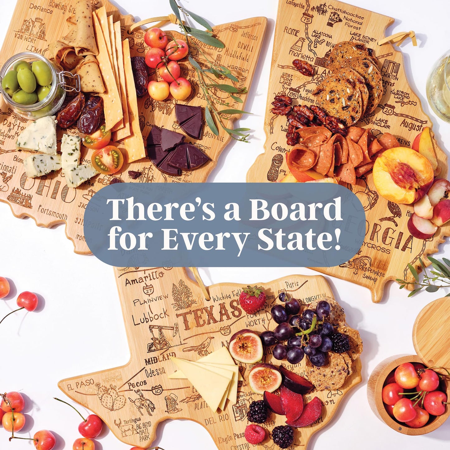 Totally Bamboo Destination Colorado Shaped Cutting Board – Bamboo Charcuterie and Serving Board with Hang Tie for Wall Display