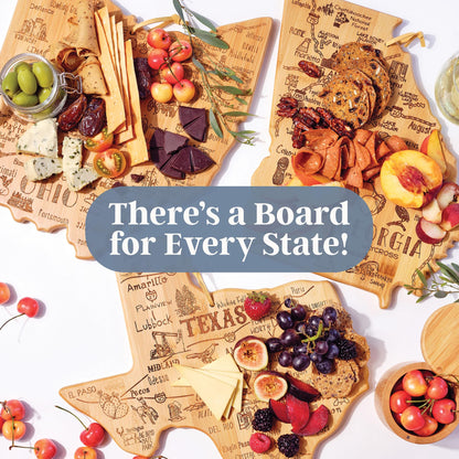 Totally Bamboo Destination Colorado Shaped Cutting Board – Bamboo Charcuterie and Serving Board with Hang Tie for Wall Display