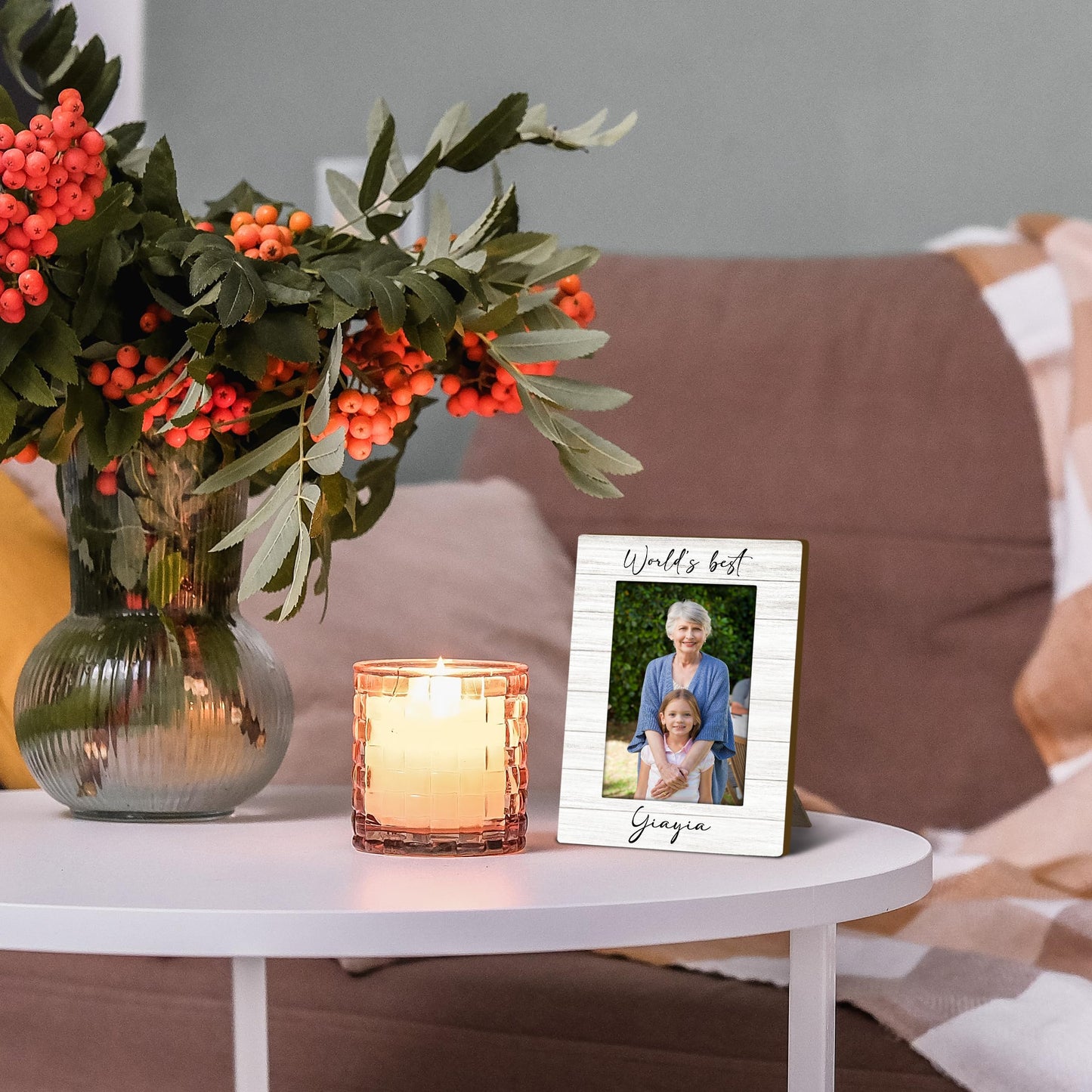 Yiayia Gifts Picture Frame 4x6, Grandma Wooden Picture Frame, Christmas Mothers Day Birthday Gifts for Yiayias Grandma, World's Best Yiayia Decorative Photo Frames for Table Desk Decor
