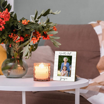 Yiayia Gifts Picture Frame 4x6, Grandma Wooden Picture Frame, Christmas Mothers Day Birthday Gifts for Yiayias Grandma, World's Best Yiayia Decorative Photo Frames for Table Desk Decor