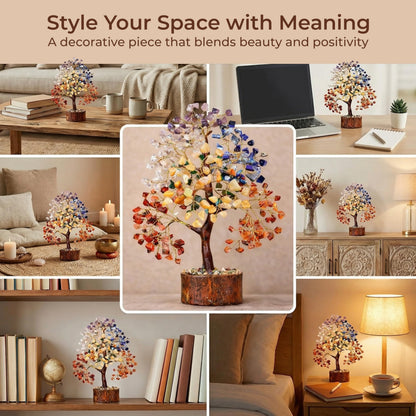 Chakra Tree of Life Birthday Gifts for Women, Mom, Sister, Friends, Handmade Healing Crystal Tree Bring Money, Positivity & Good Luck, Boho Home, Room and Office Desk Decor, Unique Gifts for Mother