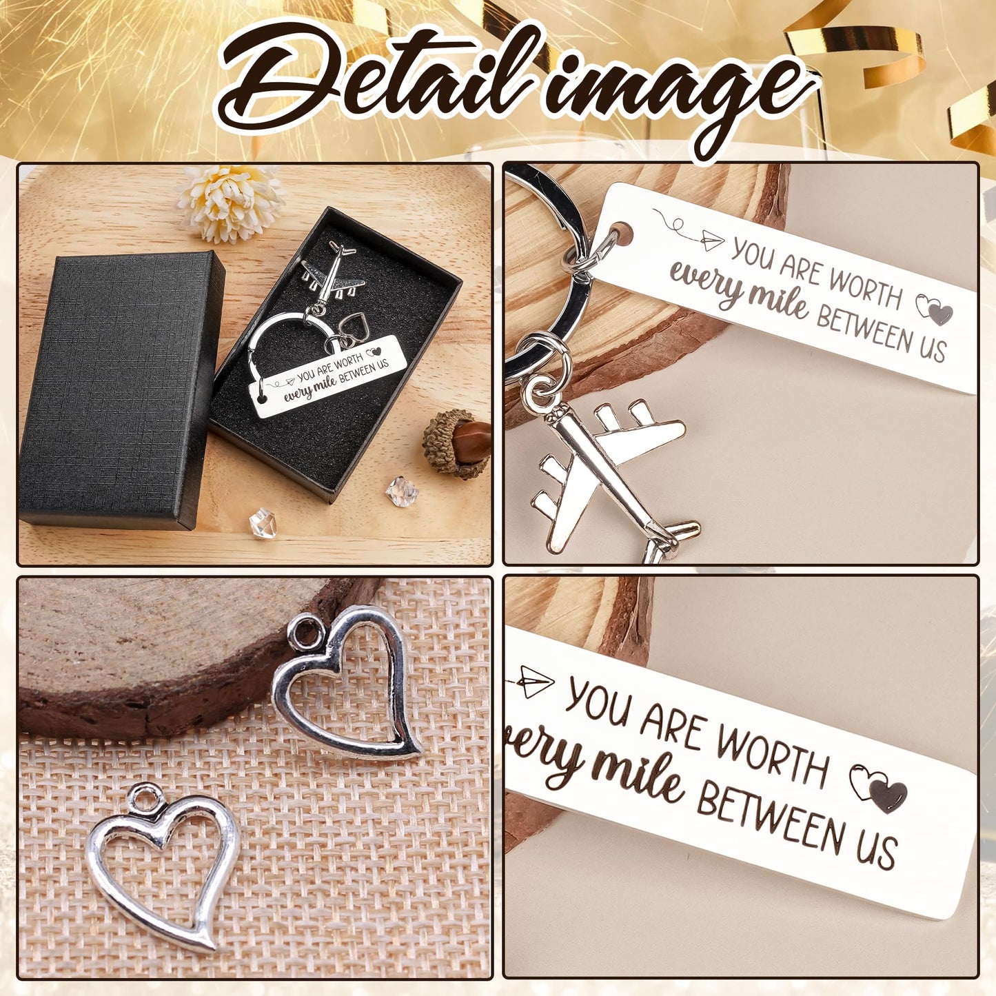 Long Distance Relationship Keychain Gift - Anniversary Couples Gift for Boyfriend Girlfriend, Romantic Keepsake for New Year