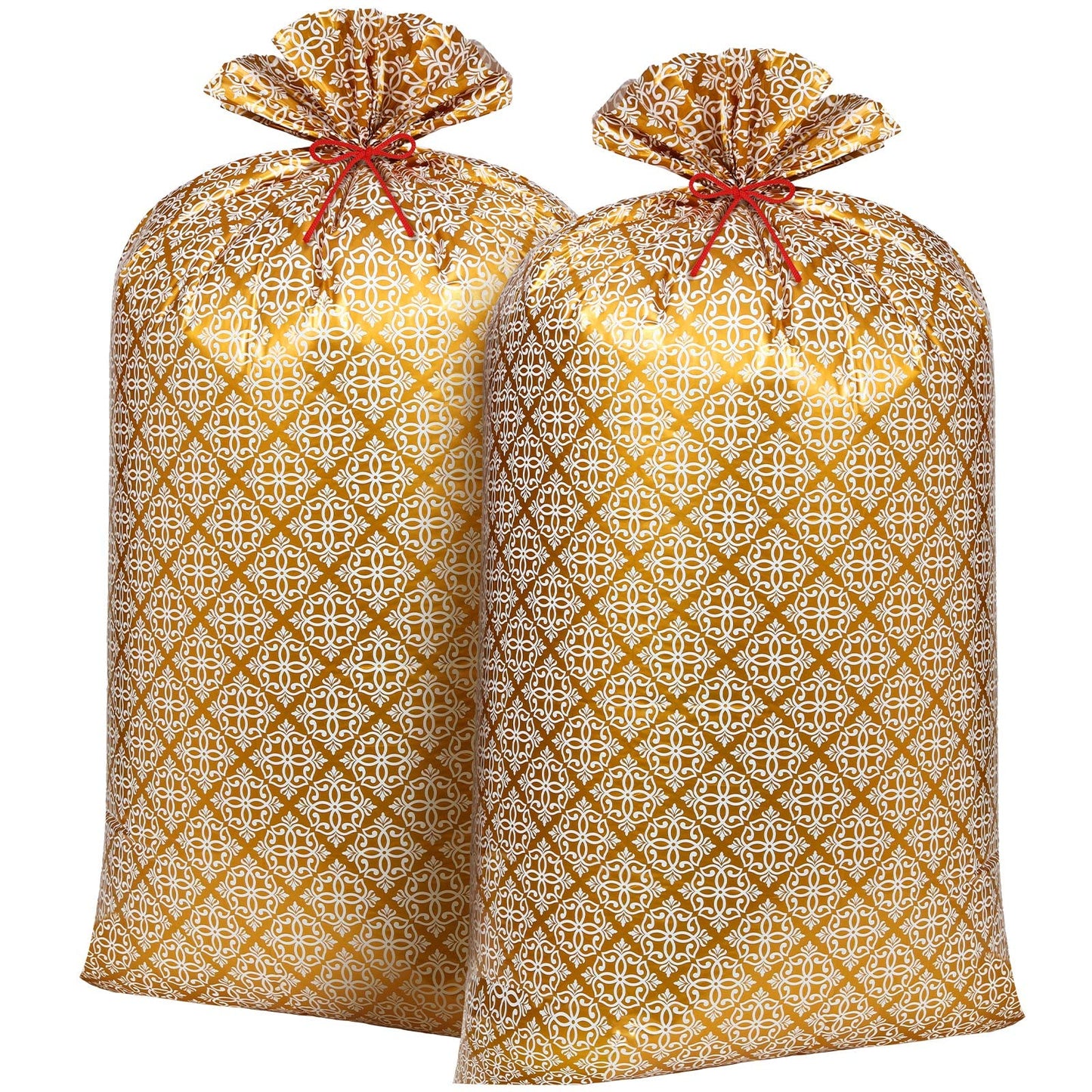 Leinuosen 2 Pcs 70 Inches Jumbo Gift Bag Large Golden Plastic Gift Bag Extra Large Wedding Bag Oversized Gift Bags with Ropes for Bachelorette Parties Bridal Showers Baby Shower (Texture)