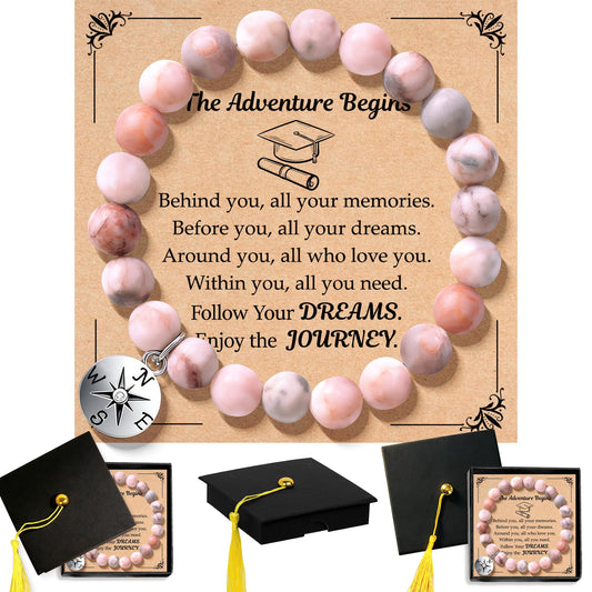 Parma77 2026 Graduation Gifts for Her, High School College Graduation Gifts for Women, Inspirational Compass/Heart Graduation Bracelets with Gift Message Card for Women Daughter Sister Friends