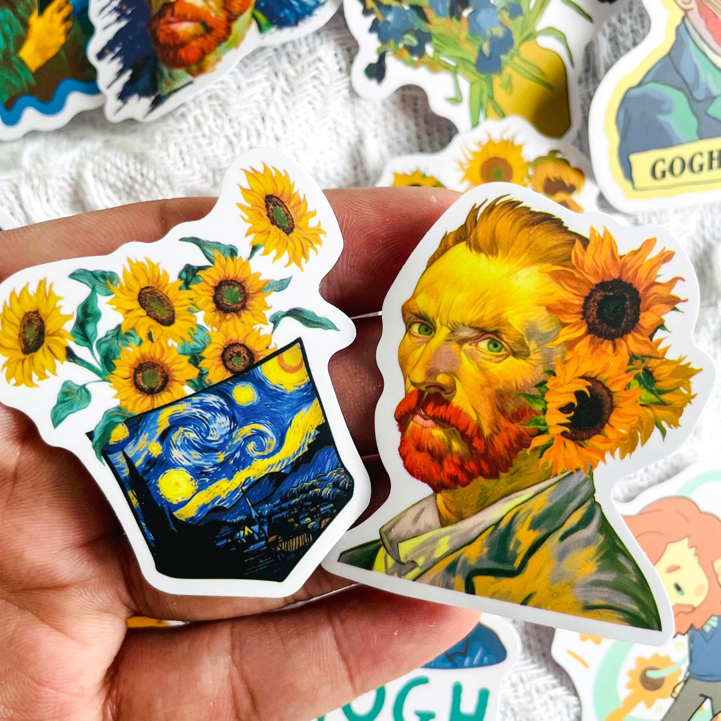 50PCS Van Gogh Artistic Stickers - Starry Night Art, Sunflowers, Self-Portraits, Aesthetic Vinyl Waterproof Stickers for Laptop, Water Bottle, Journal, Scrapbook, Art Lovers Gift