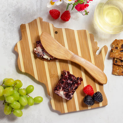 Totally Bamboo Wisconsin Charcuterie Board with Spreader Knife Gift Set, 9-5/8" x 8-7/8”