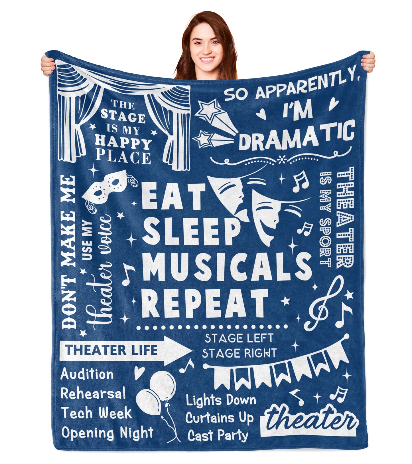 Theater Gifts, Theatre Gifts Blanket, Musical Theater Gifts, Gifts for Theatre Lovers, Gifts for Theatre Actors, Theatre Gifts for Women, Broadway Gift Throw Blanket 60x50in