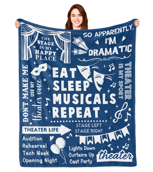 Theater Gifts, Theatre Gifts Blanket, Musical Theater Gifts, Gifts for Theatre Lovers, Gifts for Theatre Actors, Theatre Gifts for Women, Broadway Gift Throw Blanket 60x50in