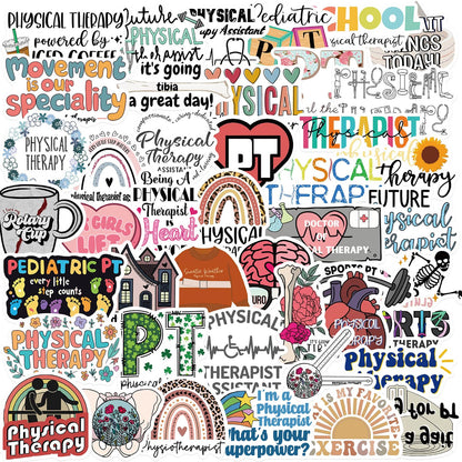 50PCS Physical Therapy Stickers Nutritional Balance Graffiti Aesthetics Therapist Waterproof Vinyl Decals for Bottles, Laptop,Luggage, Phone case - Gifts for Physiotherapist (Colourful-5)