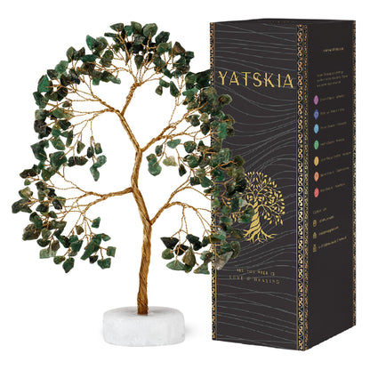 YATSKIA Green Aventurine Crystal Tree, Gemstone Tree of Life, Crystals and Healing Stones, Crystal Gifts for Mom, Crystals Shelf Decor, Living Room Decor, Unique Gifts for Women (Size - 10 Inch)