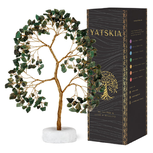 YATSKIA Green Aventurine Crystal Tree, Gemstone Tree of Life, Crystals and Healing Stones, Crystal Gifts for Mom, Crystals Shelf Decor, Living Room Decor, Unique Gifts for Women (Size - 10 Inch)