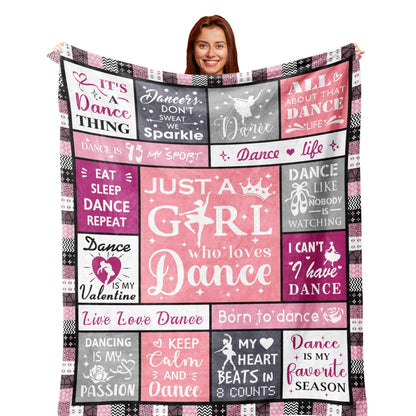Dance Recital Gifts for Girls Blanket 60"x50", Dancer Gifts, Gifts for Dancers, Ballet Gifts for Girls 8-12, Dancing Stuff/Accessories, Dance Competition Must Haves Soft Warm Throw