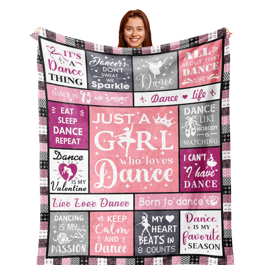 Dance Recital Gifts for Girls Blanket 60"x50", Dancer Gifts, Gifts for Dancers, Ballet Gifts for Girls 8-12, Dancing Stuff/Accessories, Dance Competition Must Haves Soft Warm Throw