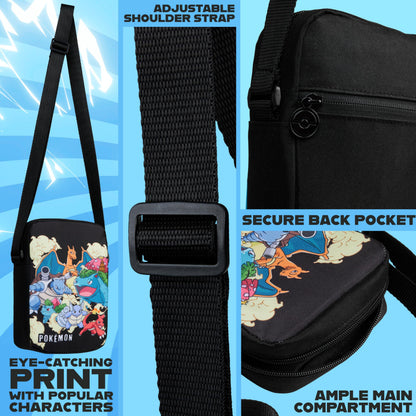 Pokemon Crossbody Bag for Kids, Small Shoulder Bag for Travel, Pikachu Gengar Eevee, Anime Gifts for Girls