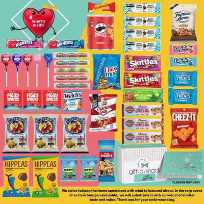 Gift A Snack - Sympathy Snack Box Care Package + Greeting Card (45 Count) Condolence for Loss of Loved One, Dog Pet Cat Memorial Sweet Treats Gift Basket - Office Food Assortments