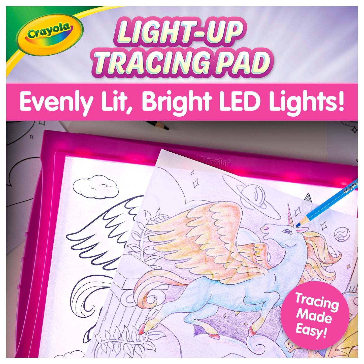 Crayola Light Up Tracing Pad Pink, Best Birthday Gifts for Girls & Boys, 6, 7, 8 Year Olds, Kids Toys, Light Box Art Kit for Kids