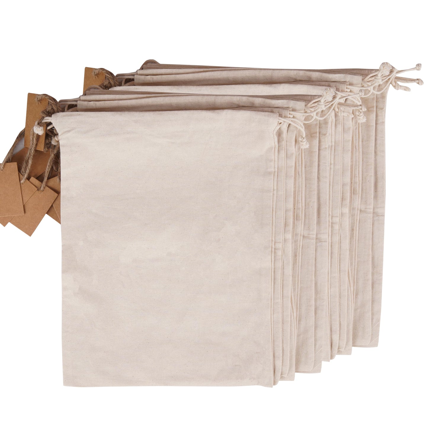 Marubhumi Cotton Storage Bags with Drawstrings Large 10x12 Inch - 12 Pcs Reusable Muslin Bulk Flour Sack Bag,Cotton Fabric Bread Bags Bulk Food Produce Natural Storage Bag