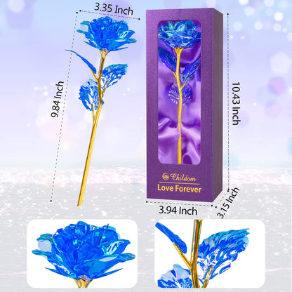 Childom Mothers Day Rose Gifts for Mom,Birthday Gifts for Women,Mothers Day Flowers Gifts for Mom from Daughter Son,Blue Artificial Flowers Gift for Wife,Grandma,Christmas,Valentines,Anniversary