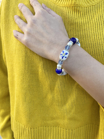 Fiona State Flower Beaded Bracelet - Botanical Jewelry Gift for Woman