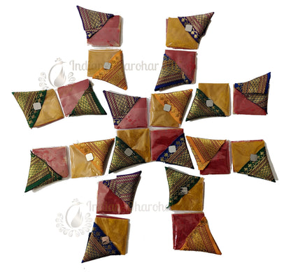 Haldi Kumkum | Set of 20 Flat Cone Shape Design 2 | Pasupu kumkum | Tamboolam | Pooja|Return Gift | Give Away | HK-CP2