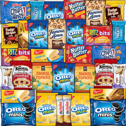 Cookies Variety Pack - Individually Wrapped Assortment Cookie Bundle, Sampler Bulk Care Package - 32 Count